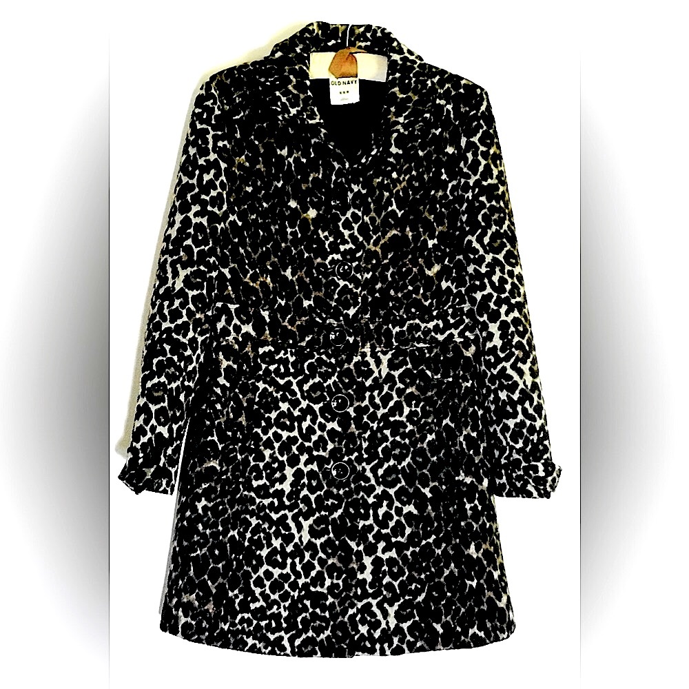 Y2K Old Navy Leopard Print Wool-Blend Coat